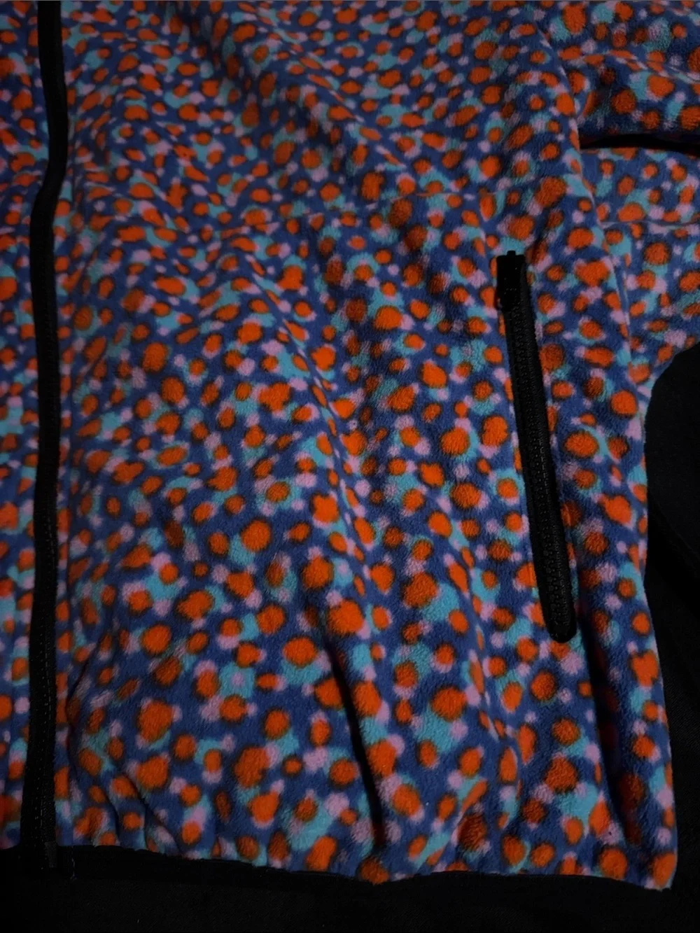 Nike Men's Med Polka Dot Patterned Full-Zip Fleece Jacket Zip Pockets Warm Layer